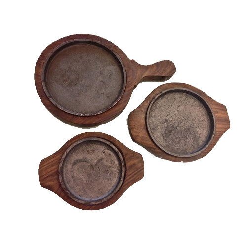 THS Brown Wooden Sizzler Plates, for Restaurant