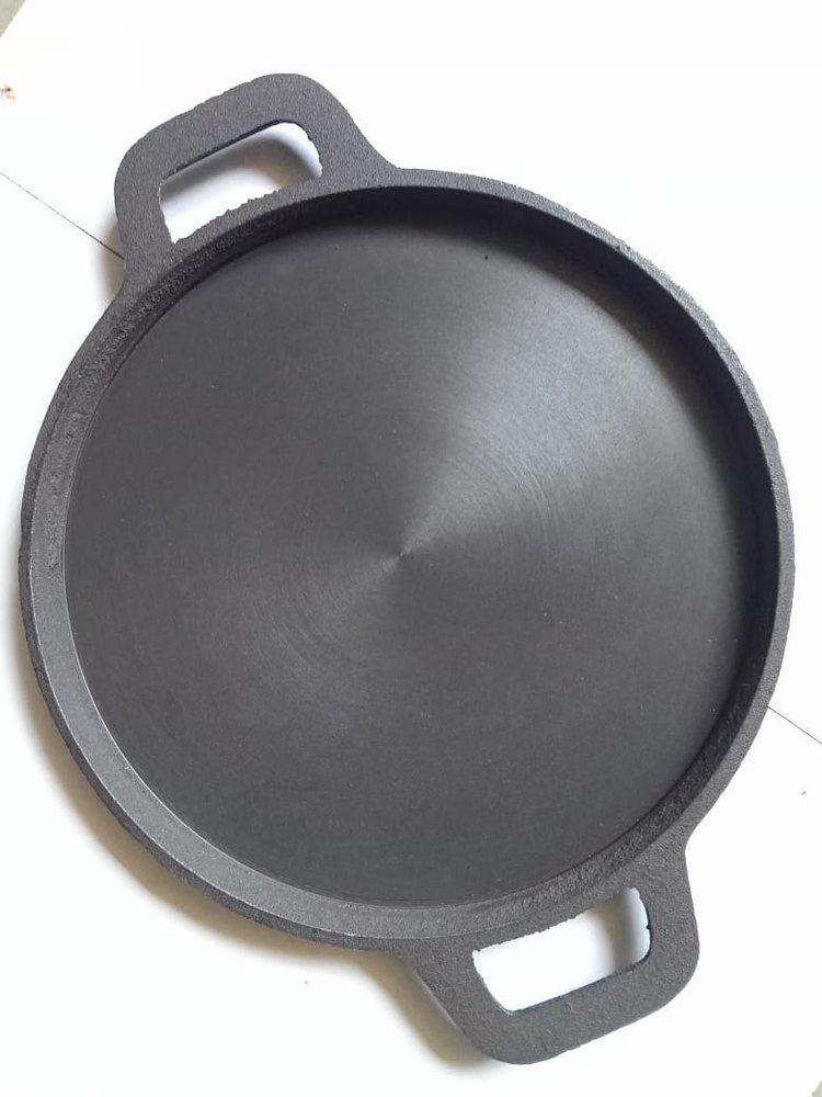 Black Round Cast Iron 12 Edge Raised Tava/Sizzler Plate, For Home