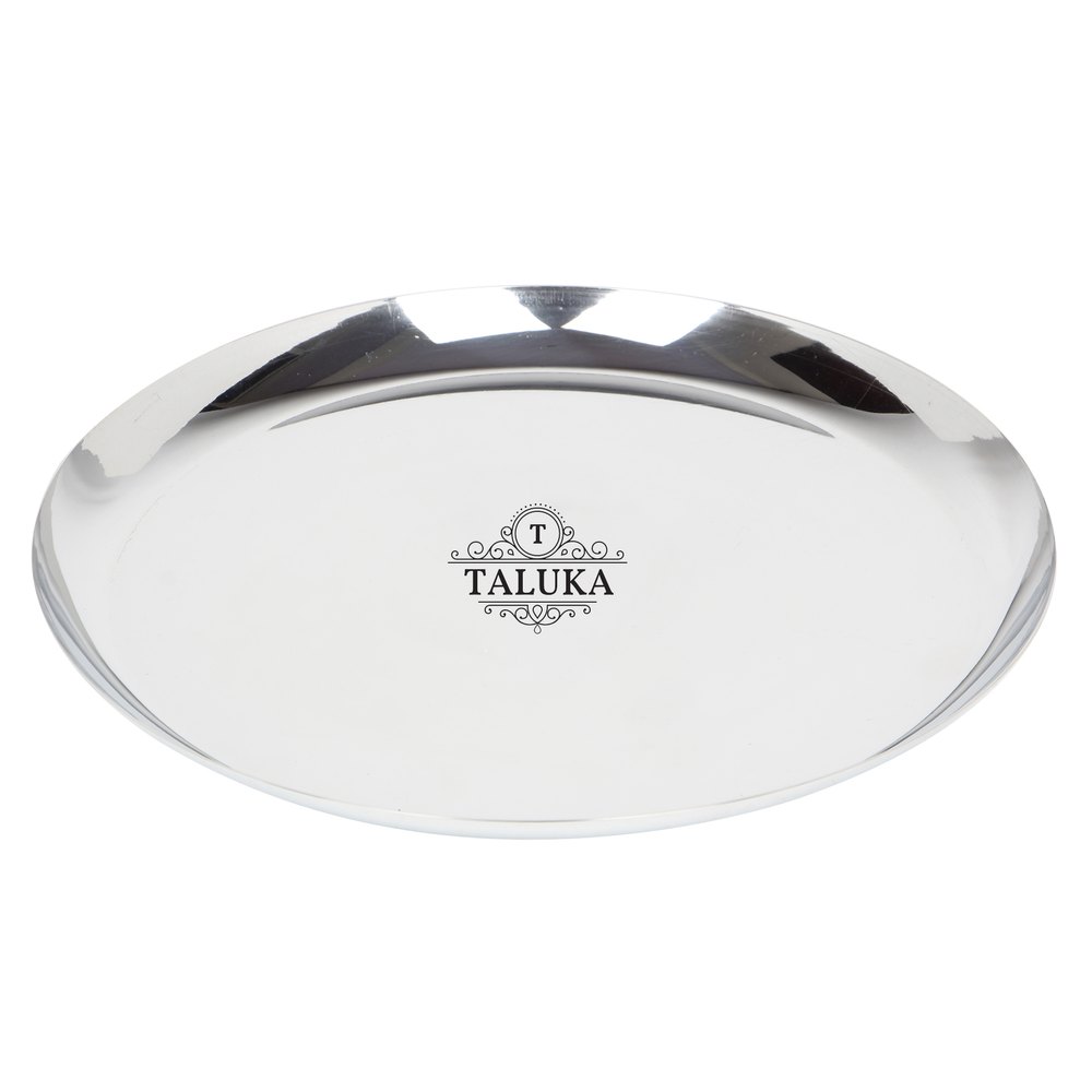 Taluka Silver Stainless Steel Dinner Plate, For Hotel