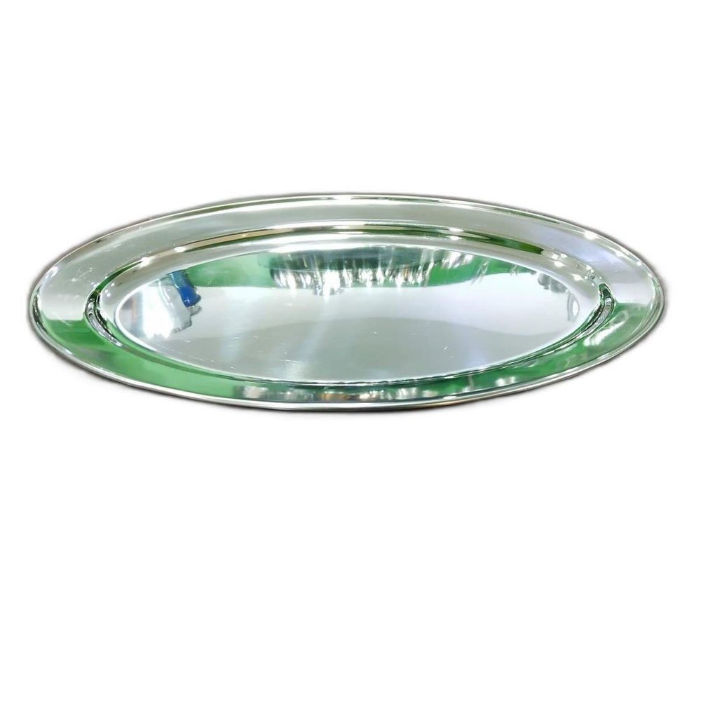 Silver Plain 202 Stainless Steel Serving Plate For Kitchen