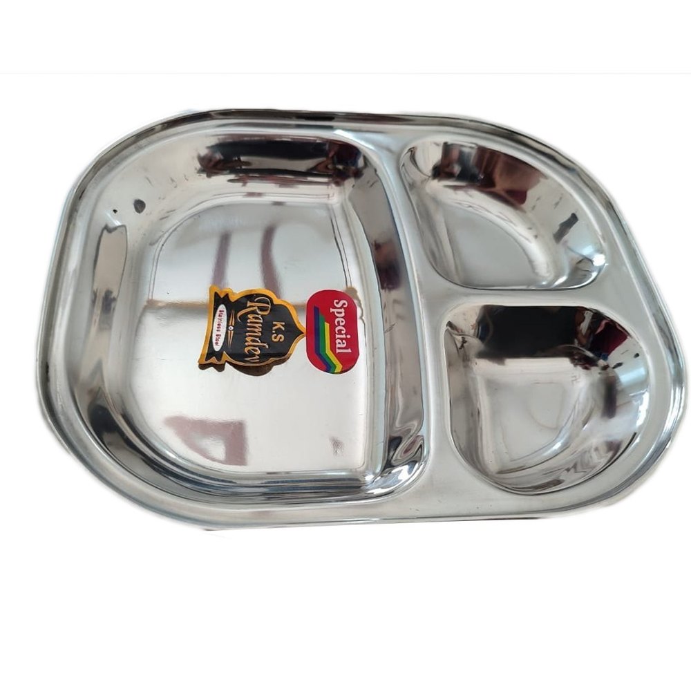 K.S Ramdev Plain Silver Stainless Steel Serving Plate, Size: 15 X 12 Inch