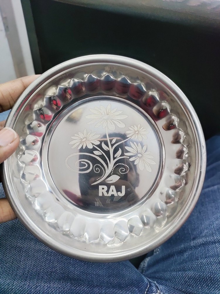 Silver Round Stainless Steel Pudding Plate, For Kitchen img