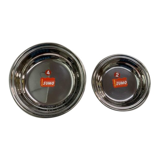 Sumo Round Stainless Steel Dahi Wada Plate, For Restaurant, Thickness: 22 gauge