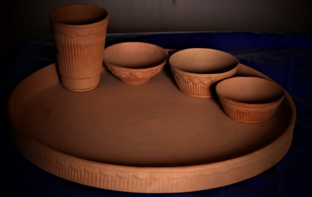 Agrawal crockery Clay 15 Inch Terracotta Mitti Thali Set