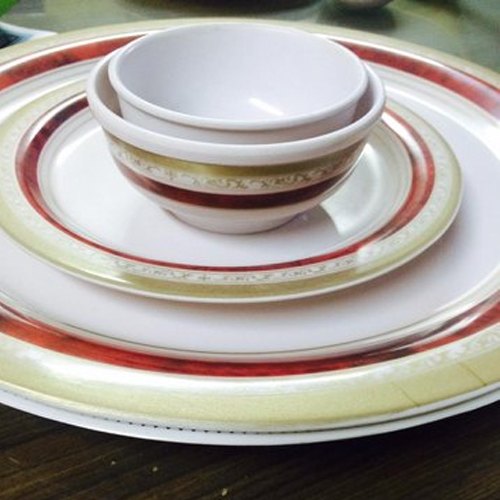 Round Melamine Dinner Serving Plate With Bowl img