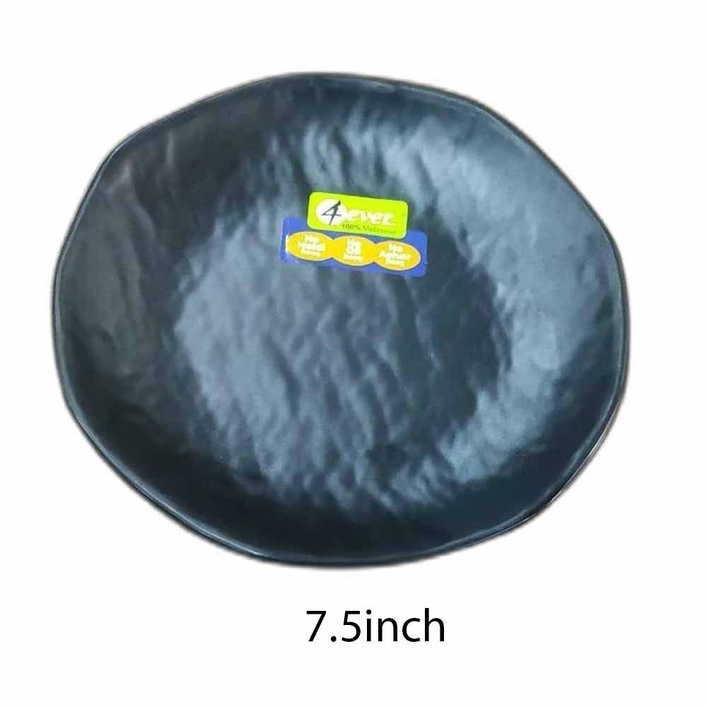 Dineout Black 7.5inch Round Melamine Serving Plate, For Home img