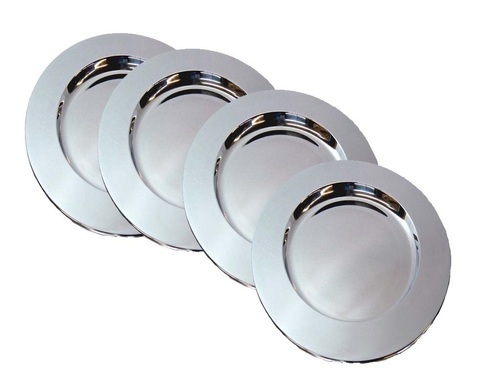 Vardhman Silver Stainless Steel Charger Plate
