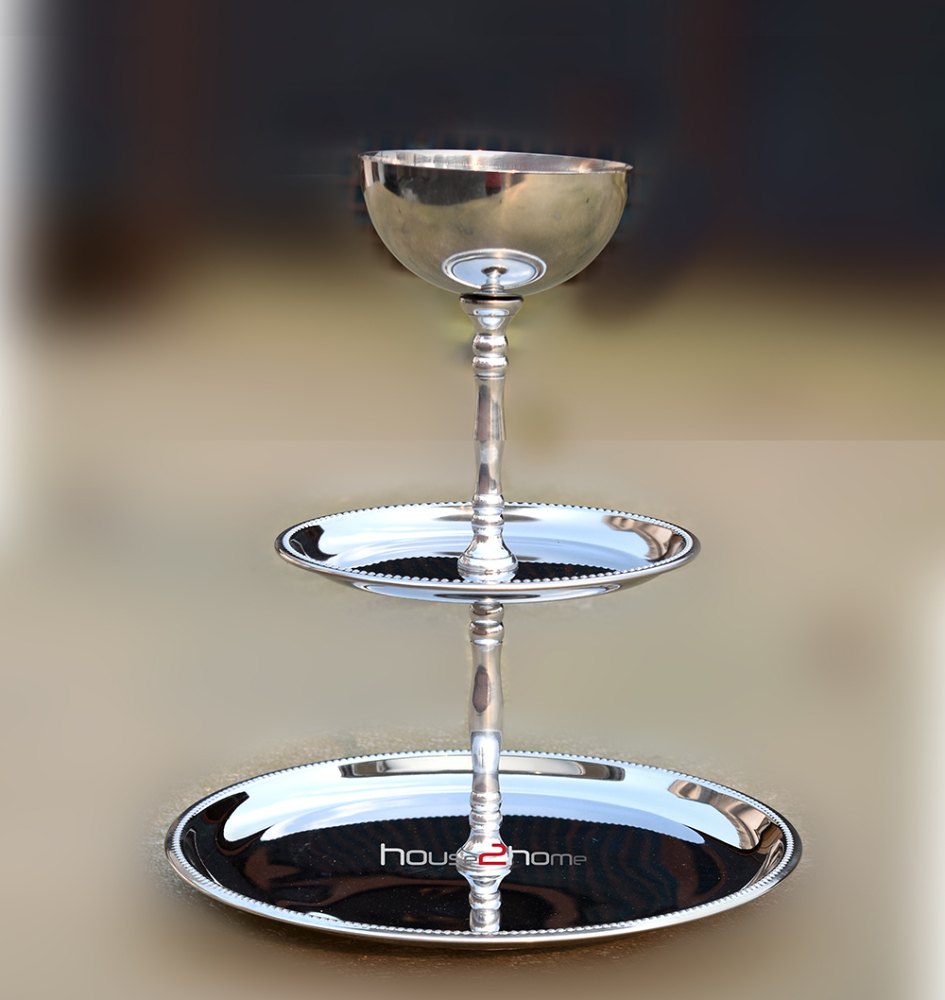 Silver Stainless Steel Cake Stand, Size: 12 Inch img