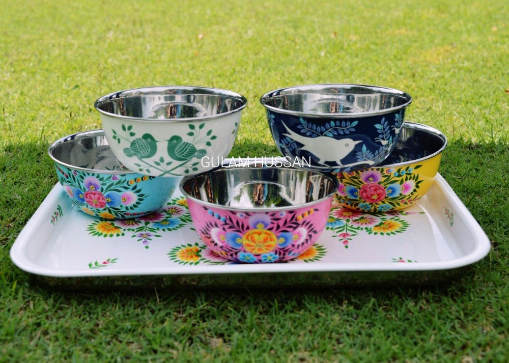 Stainless Steel Hand Painted Bowls, For Home, Size: Assorted