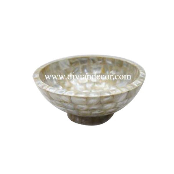 Round Handmade Dewdrop Mother of Pearl Bowl, 1