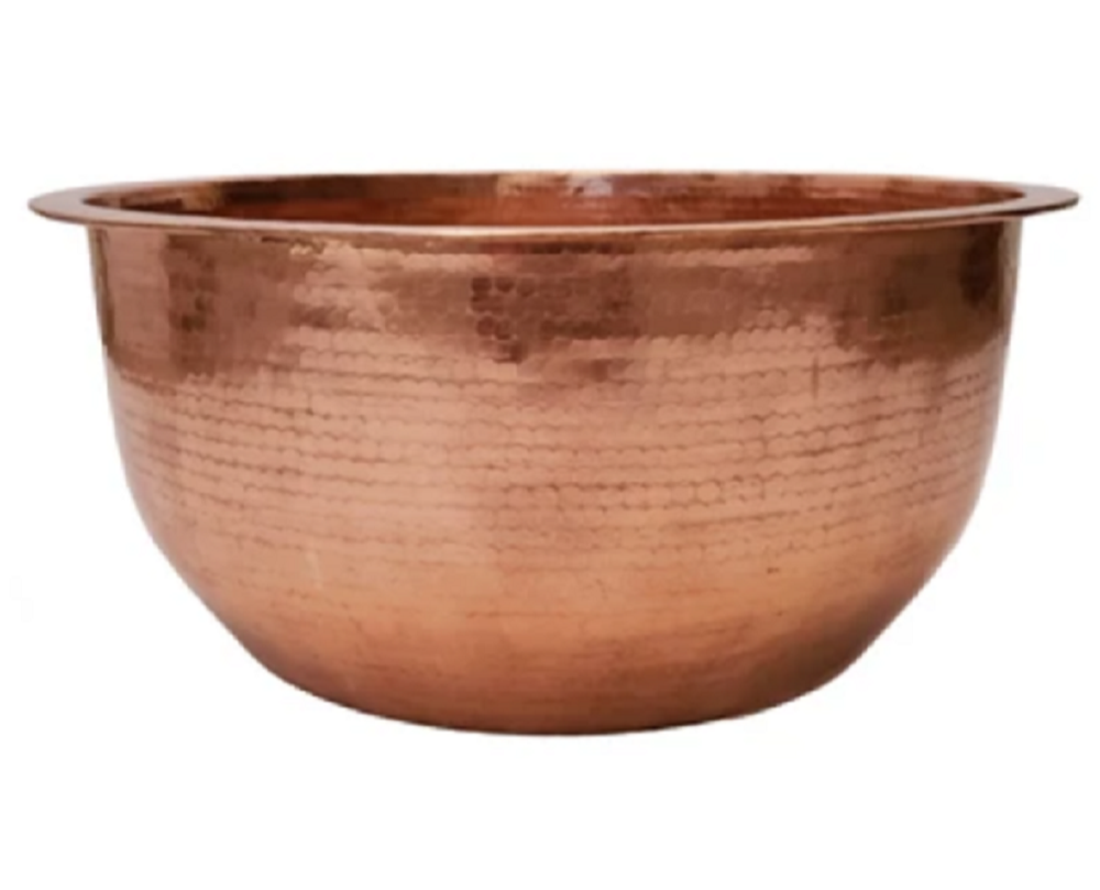 Hammered Round 35L Spa massage Copper Bowl, For Home, Size: 15inch (radius) img