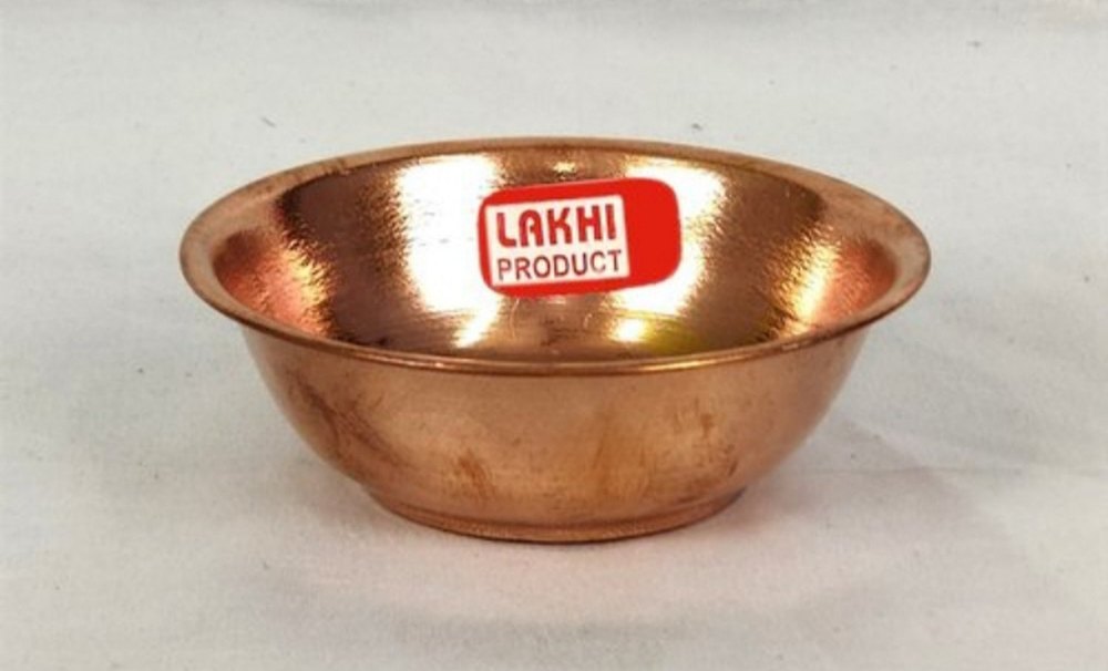 Plain Round Pyali Sheet Copper/lakhi Copper Sheet Bowl/copper Serving Bowl, For Home/Hotel/worship, Size: 4 Inches img