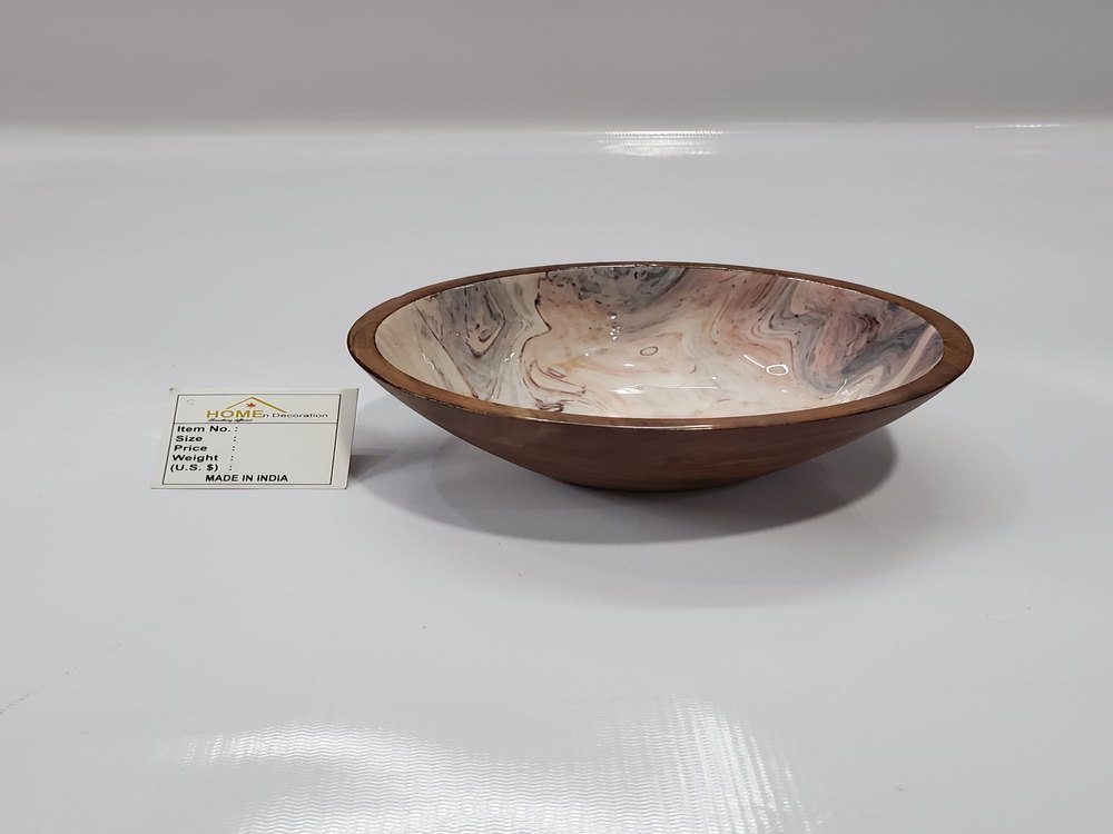 PRINTED Round Wooden Salad Bowls, Set Contains: 1 Piece, Size: 6X3