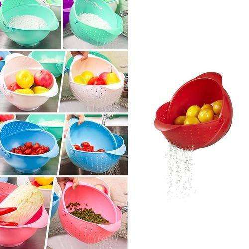 Atman Oval Plastic Vegetable Fruit Rinse Bowl & Strainer Cum Basket For Hotel