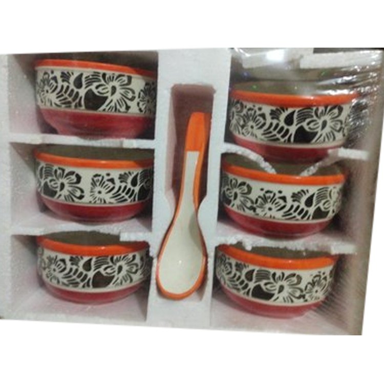Priyasha Handicrafts Round Ceramic Soup Bowl Set