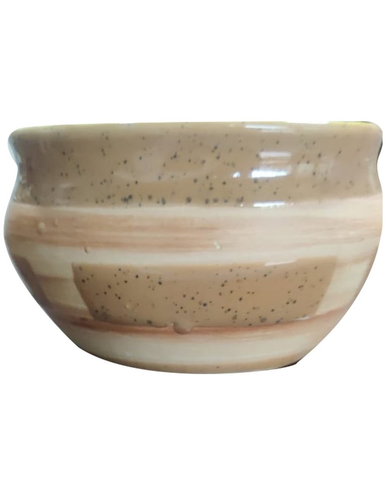 Brown and Off White 400ml Ceramic Soup Bowl, For Home