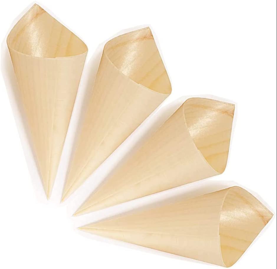 Pinewood 5 inches cone for serving desserts