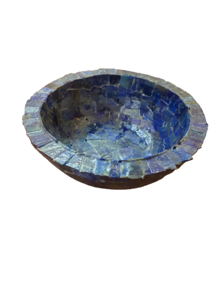 Round Blue Lapis Lazuli Decorative Fruit Bowl, For Home, Hotel & Decoration