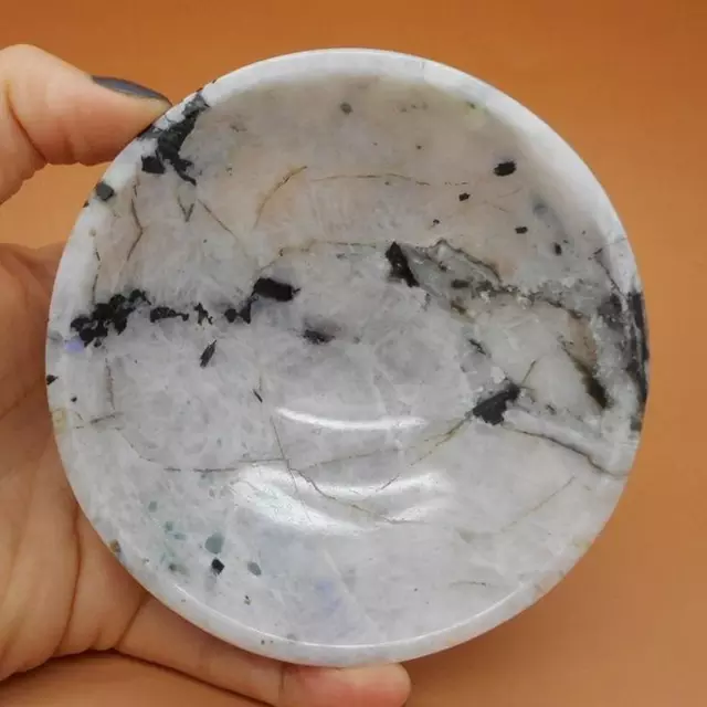 Agate stone White Rainbow Moonstone Bowl, For Healing, Size: 3.inch