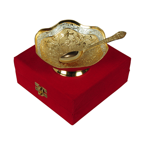 Brass Dry Fruit Gold & Silver Plated Bowl Set