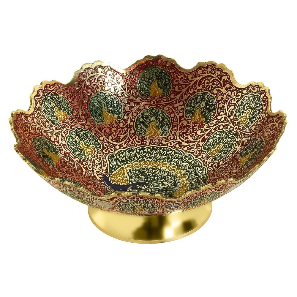 Metal Brass Fruit Bowl, For Home, Shape: Round
