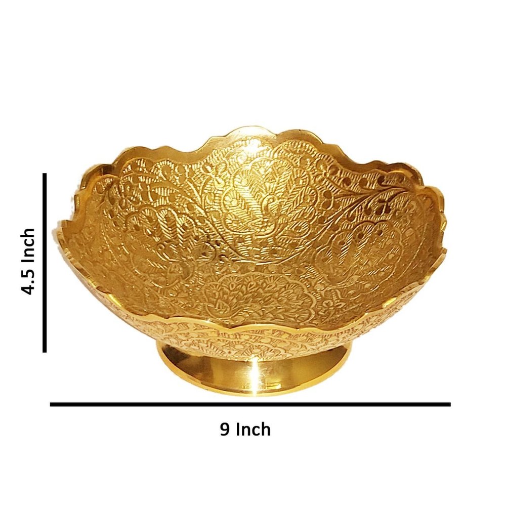4.5x9inch Brass Fruit Bowl, For Fruits Storage, Shape: Round
