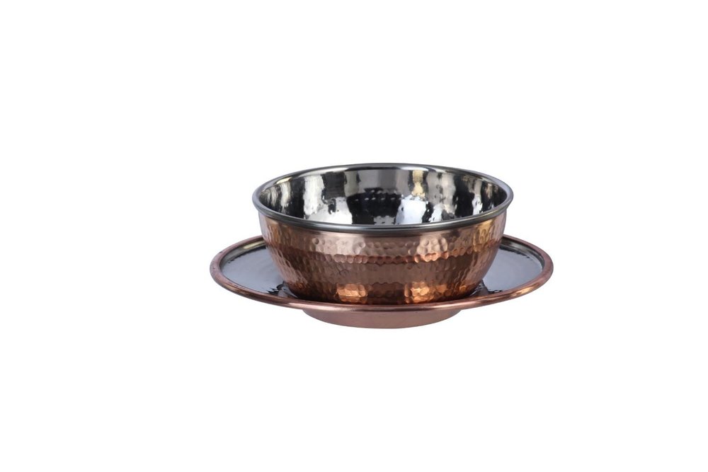 Metal Kraft Copper Steel Finger Bowl W Underliner, For Home