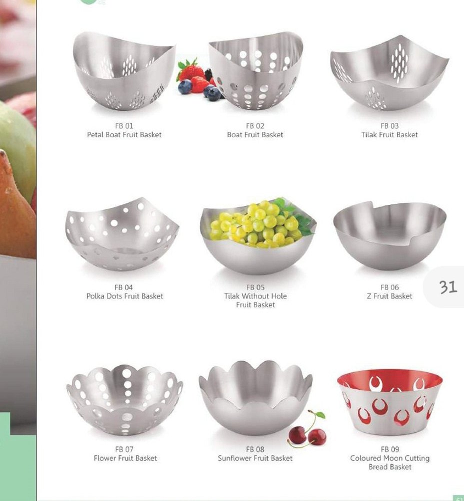 Round Stainless Steel Fruit Bowl, For Home, Size: Standard