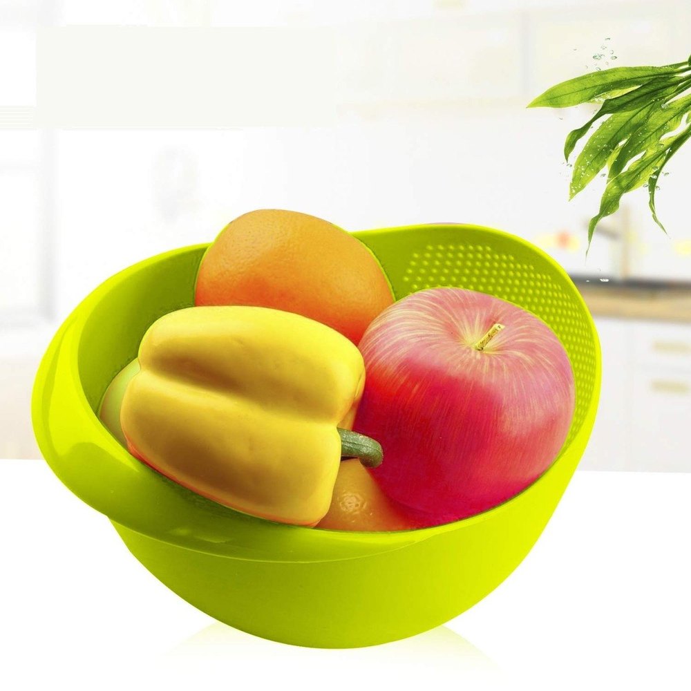 Green Oval Plastic Fruit Bowl