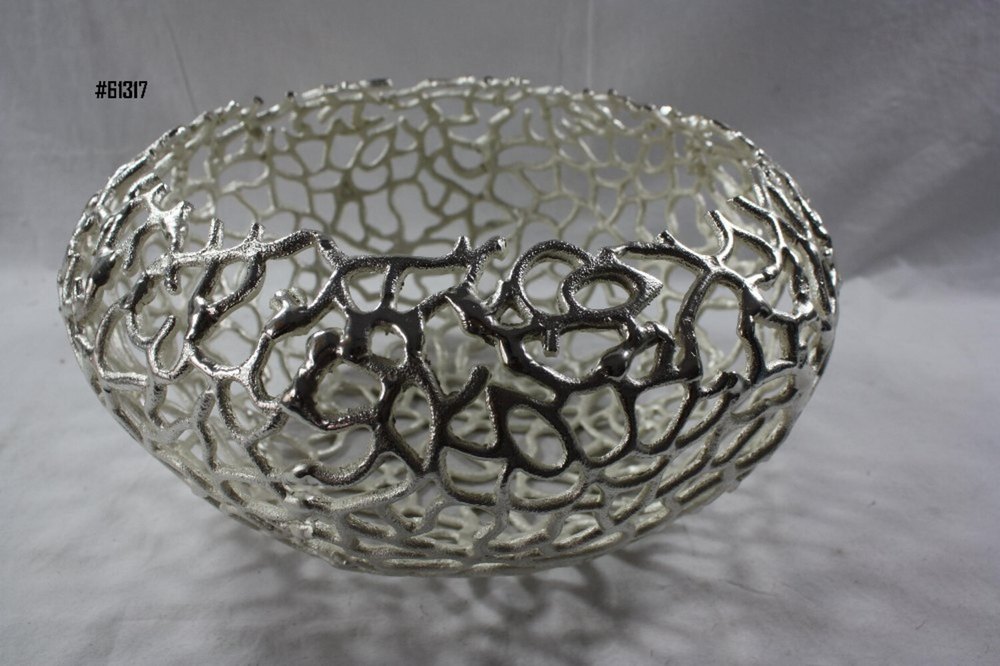 Poliahed Aluminium Silver Plated Fruit Bowl