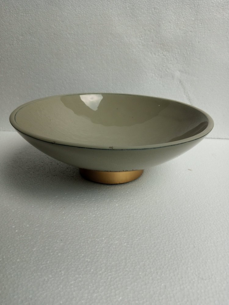 Round Grey Aluminium Bowl With Meena Finish, 1