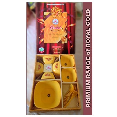 Yellow Plastic Bowl Dinner Sets, Packaging Type: Box, 13 Piece