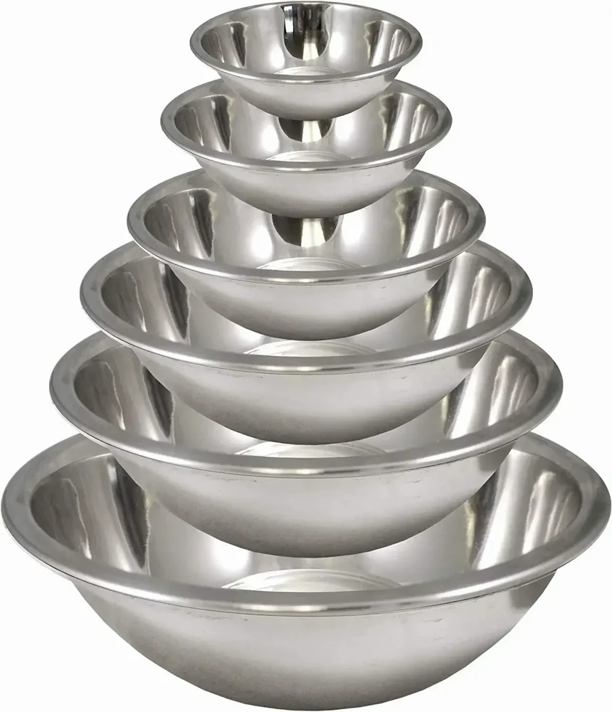 Round Silver Stainless Steel Footed Bowl