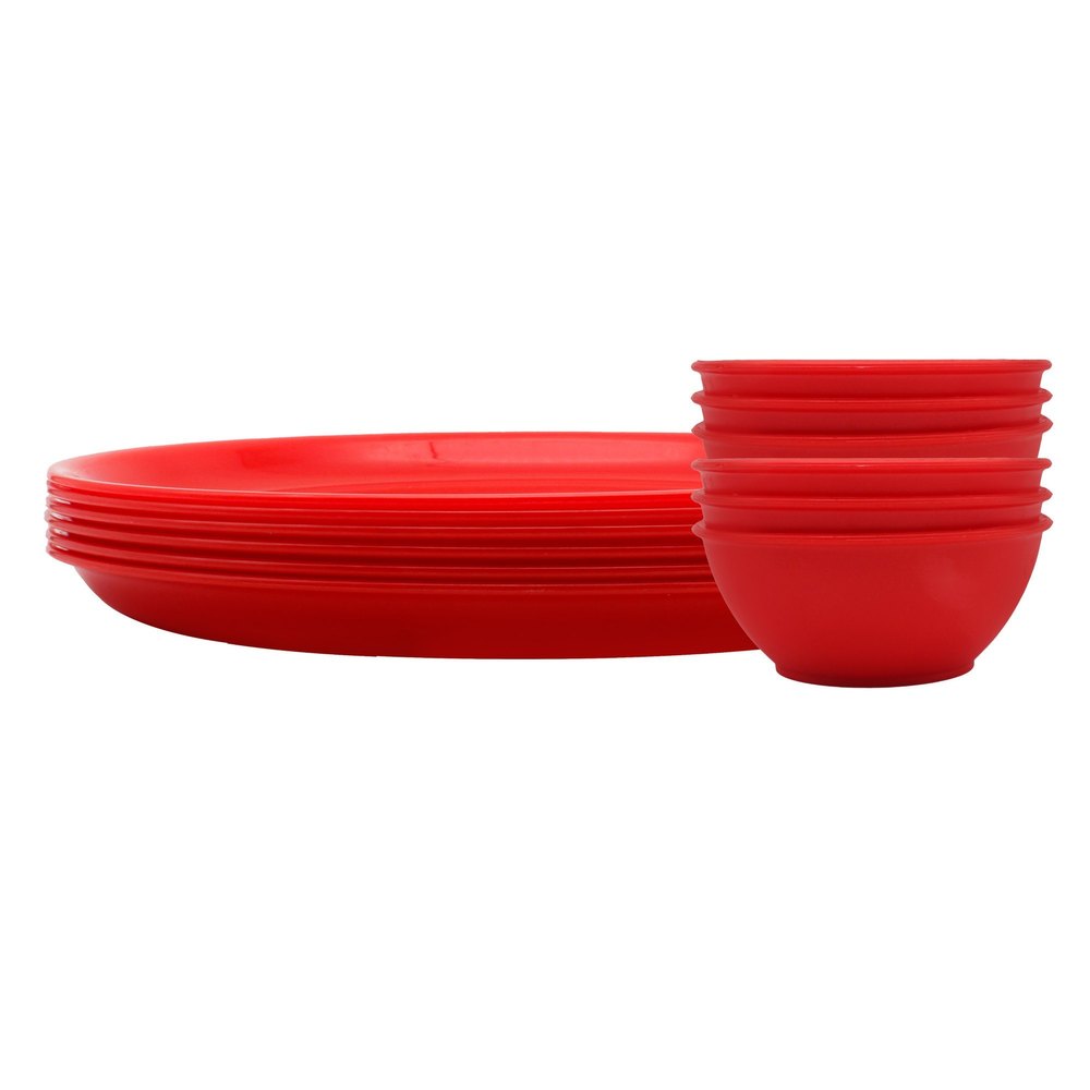 Plain Round Plastic Plate And Bowl Set, For Kitchen