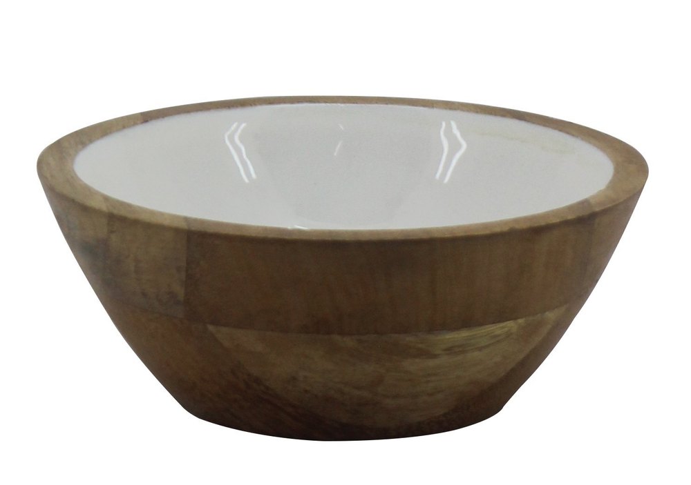 Plain Round White Natural Wooden Bowl, For Restaurants, Size: 6x6x2 Inch