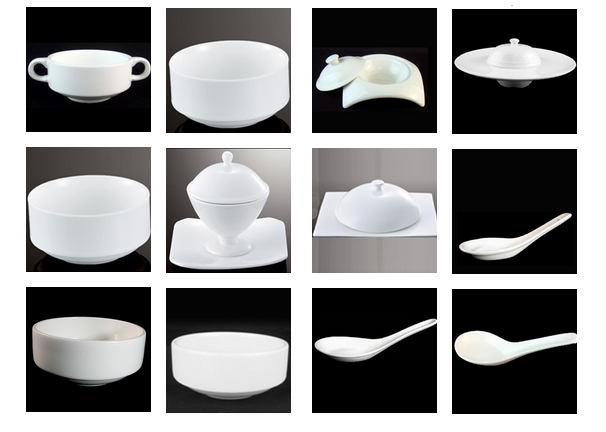 White Glass Porcelain Soup Bowl with Spoon, For Hotel