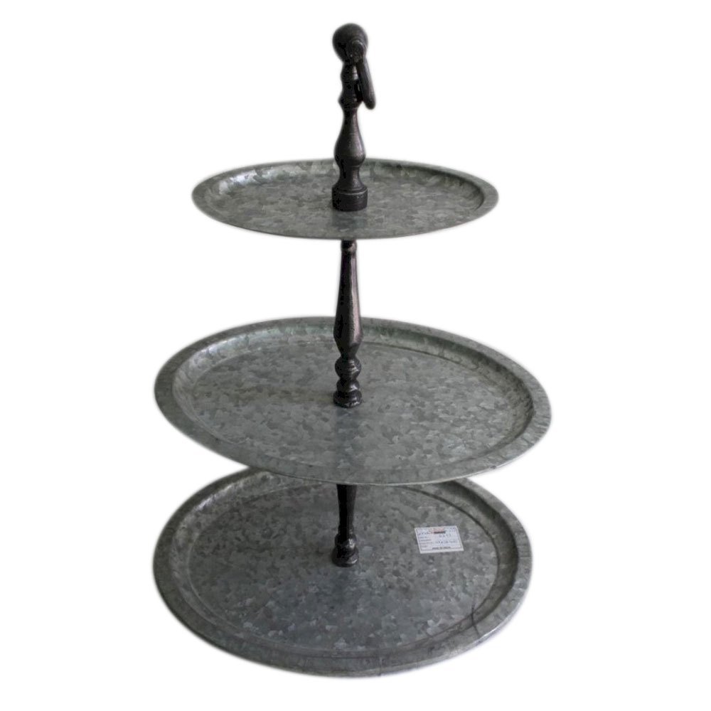 For Restaurant Silver Three Tier Iron Cake Stand, Size: 13x11x1inch img