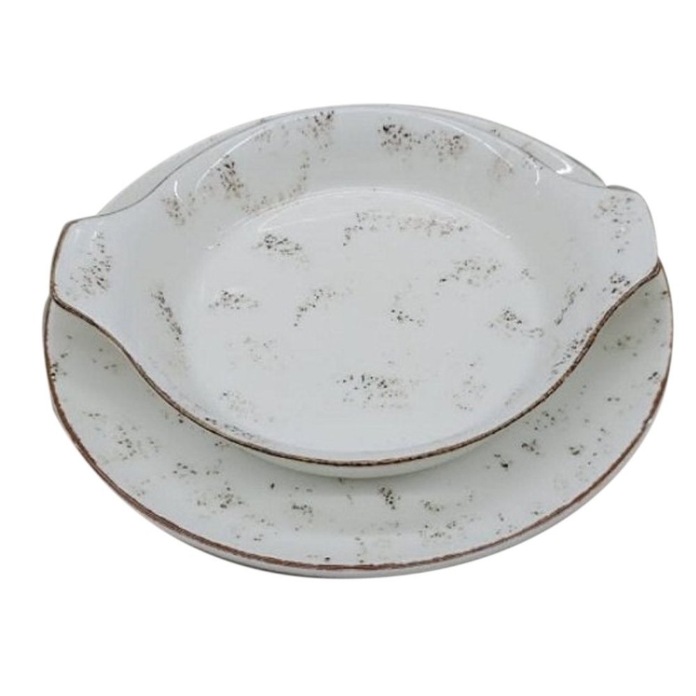 Vitrified White Grain Optiva Round Eared Serving Dish, For Hospital img