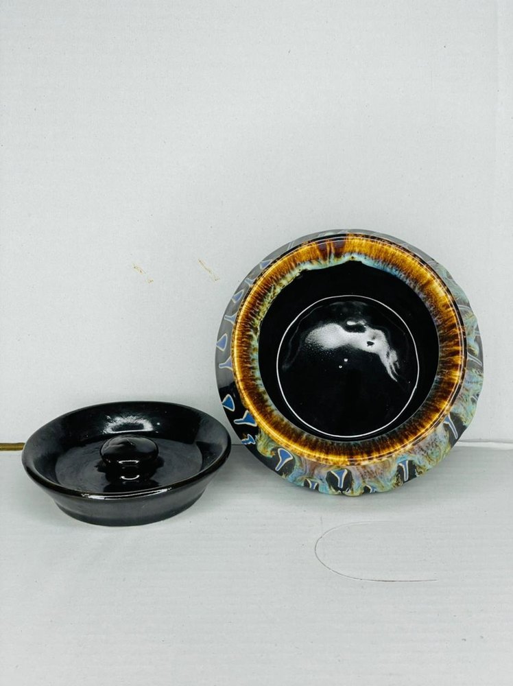 Black Printed Ceramic Handi, For Home