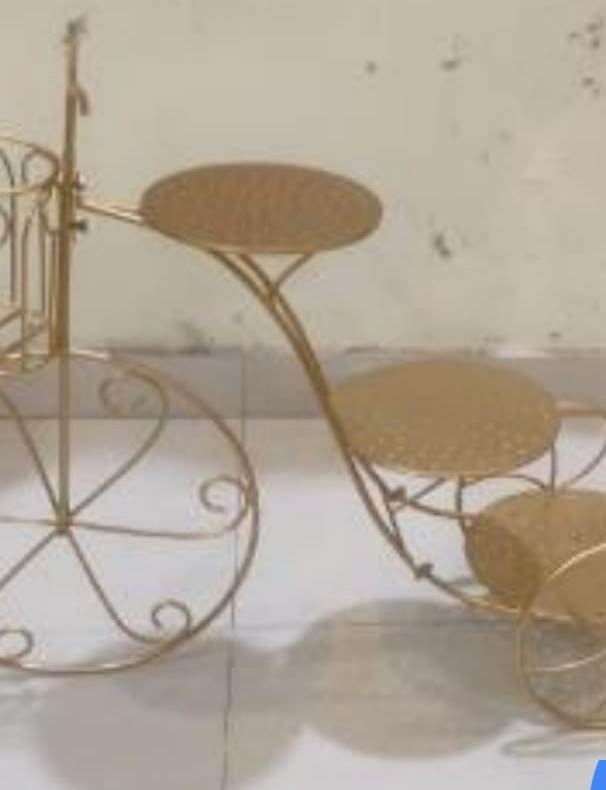 Gold Iron Cycle Cake Stand, Abstract, Size: 23H