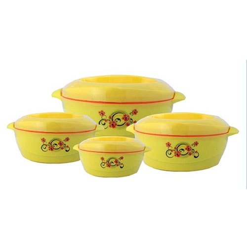 Yellow Printed 4 Piece Insulated Casserole Set, For Home