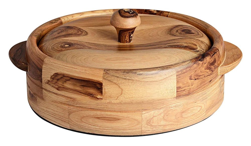 Deuralux Brown Wooden Casserole Chapati Box, For Home, Capacity: 1 Litre img