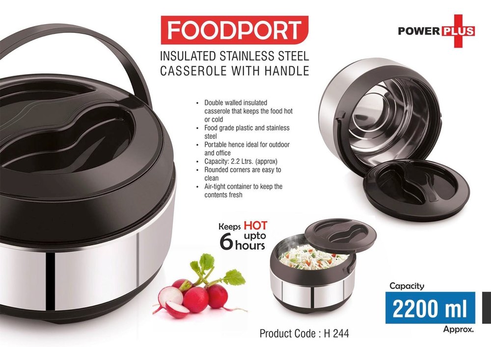 Foodport: Insulated Stainless Steel Casserole With Handle, Capacity: Capacity 2200ml img