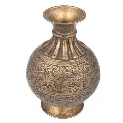 Round Antique Brass Flower Pot