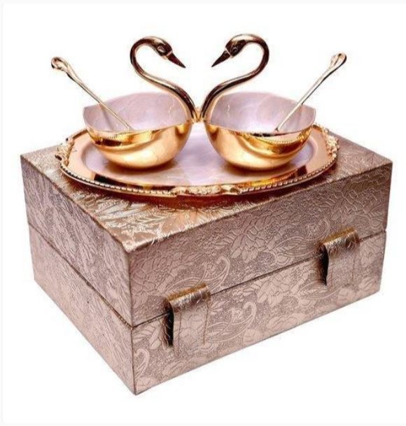 Wedding Gift Item Swan Shape Brass Bowl Set