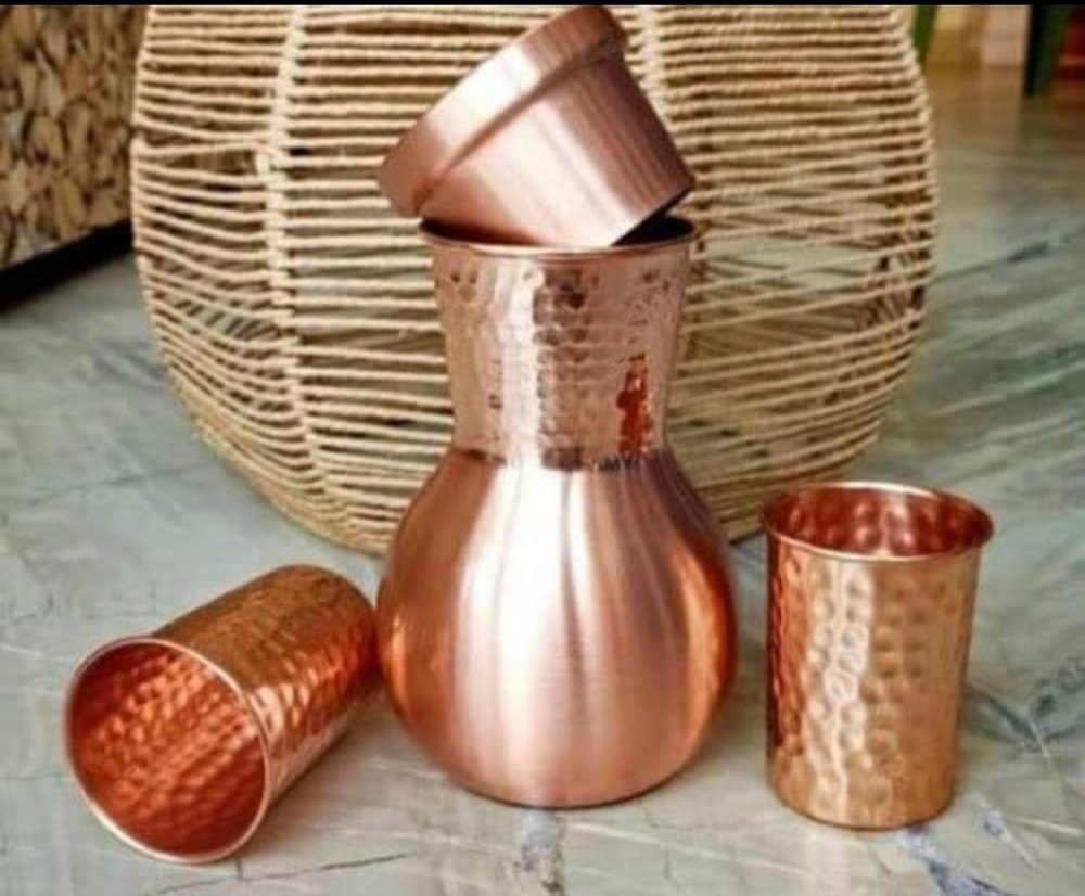 Hammered Round Copper Ballon Pot, For Home, Capacity: 1250