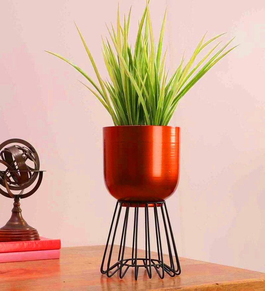 Cylindrical Copper Metal Desk Pots, For Home, Capacity: Heavy img