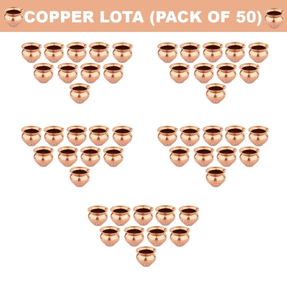 Pooja Kalash Copper Lota, Pure Copper Kalash, Pack of 50