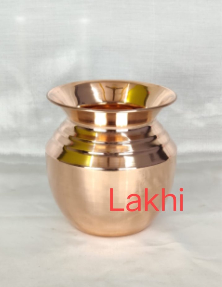 Round Copper Puja Lota/Pooja Kalash Plain/Tambe Ka Lota, For WORSHIP/TEMPLE