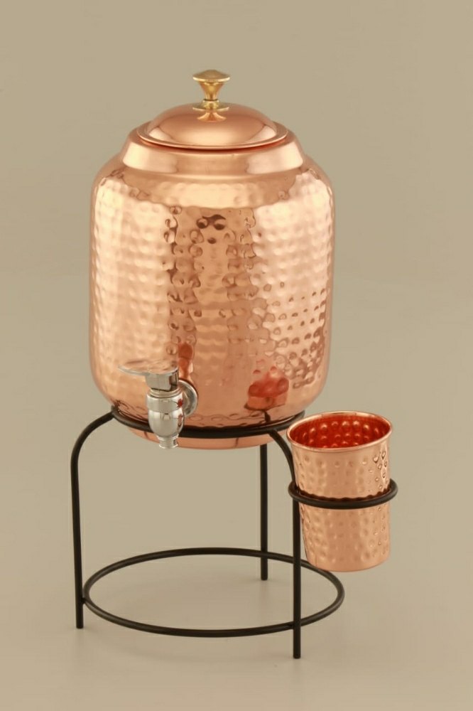 Pure Round Copper Water Matka, Capacity: 5 Ltr